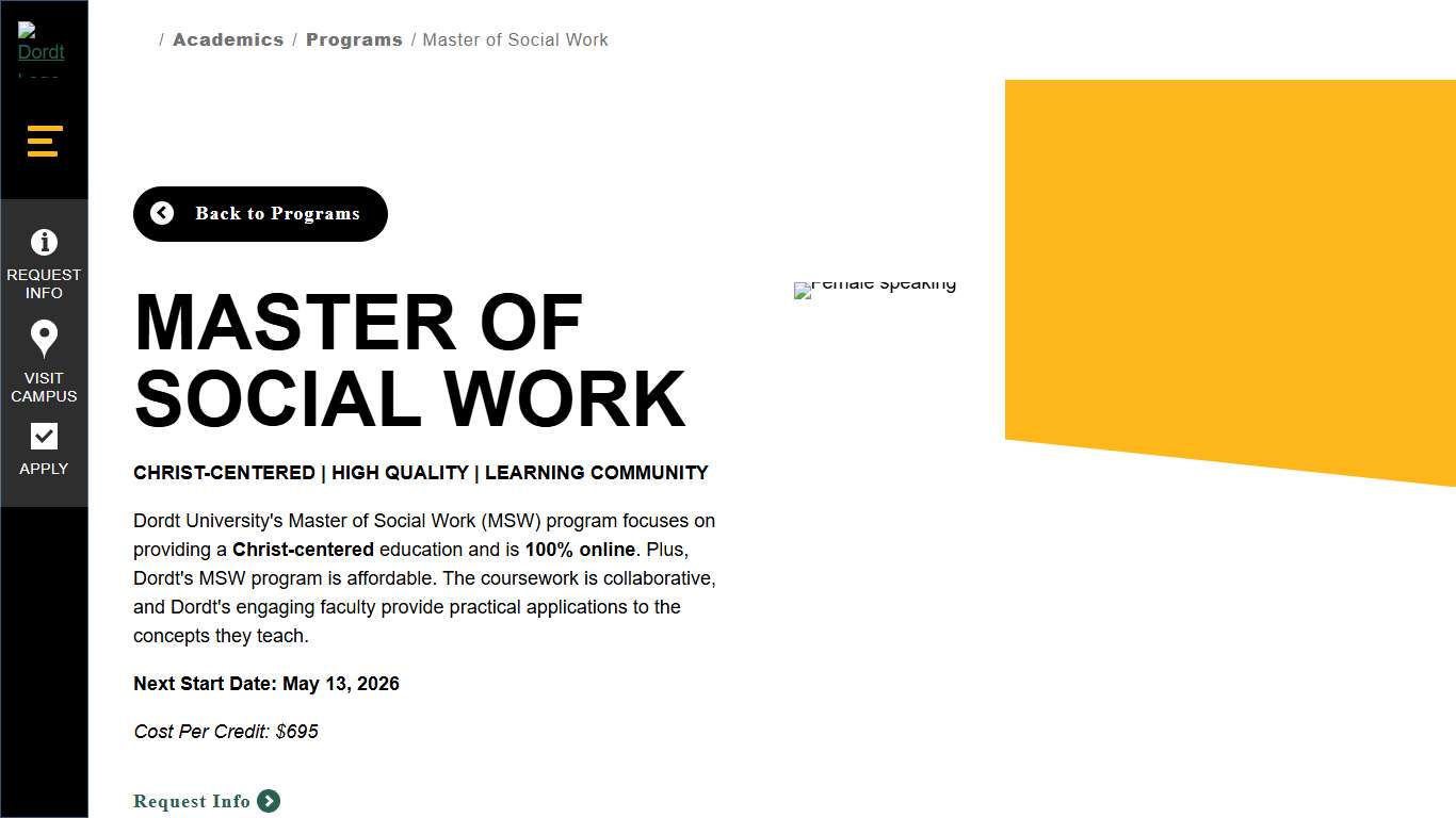 Master of Social Work Dordt University